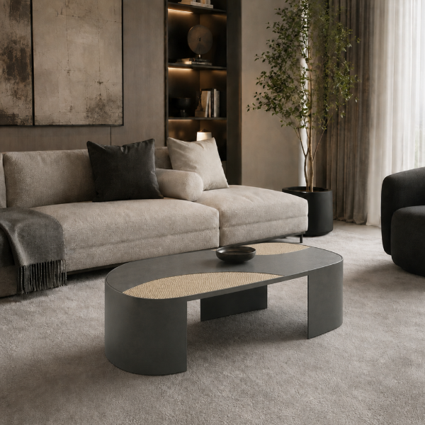 Picture of Coffee table, gatsby, black-gold, 110x99x38cm 