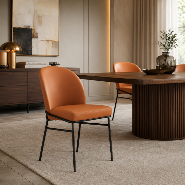 Picture of Dining chair, sophie, leather, terra, 49x56x82cm