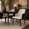 Picture of Dining chair, lavin wicker, leather, dark walnut