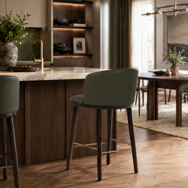 Picture of Bar stool, vela, wood structure, olive, 52x53x103cm 