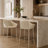 Picture of Bar stool, nicky, leather, light grey, 65x56x101cm 