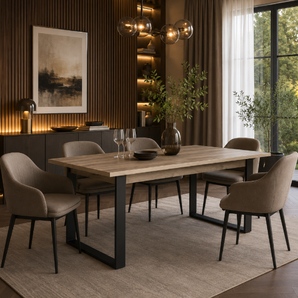 Picture of Dining table, vitruvia, oak, rovere/black, 180x91x76.5cm