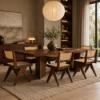 Picture of Dining chair, vintage, wood walnut, cream, 48x57x82.5cm