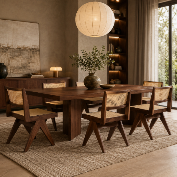 Picture of Dining chair, vintage, wood walnut, cream, 48x57x82.5cm
