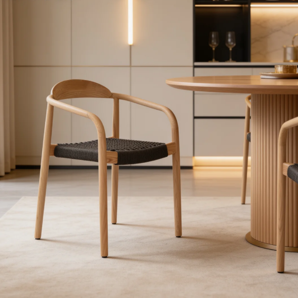 Picture of Dining chair, millie, wood natural, anthracite, 56x51x78cm