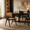Picture of Dining chair, vintage, wood, black matte