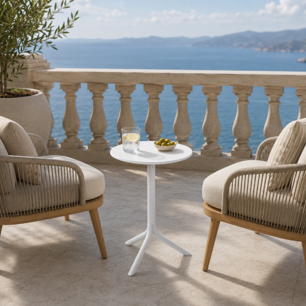 Picture of Table, spritz,  polypropylene, white, 76,5/40 cm ø 60,5 cm