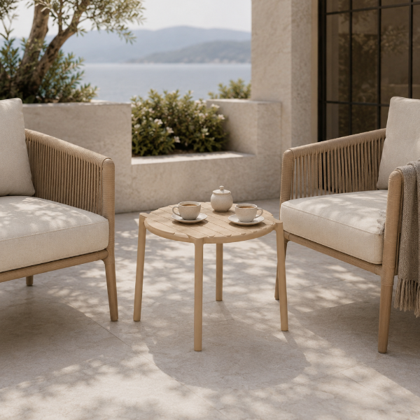Picture of Table, doga,  polypropylene, cappuccino,  ⌀ 49.5 cm-h39.5cm