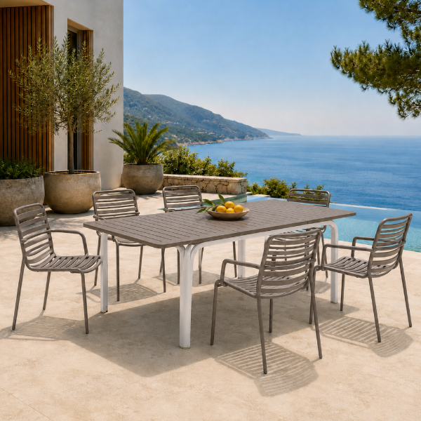 Picture of Table, alloro 140 extensible,polypropylene, white-tortora, 140/210x100 cm