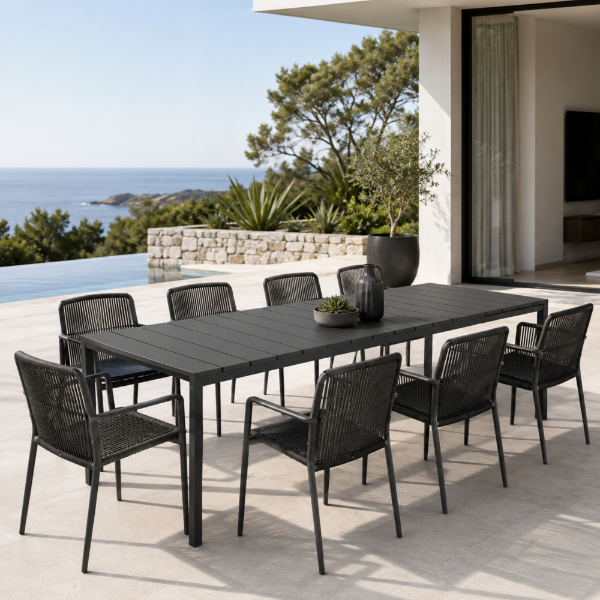 Picture of Table, rio 210, extensible,polypropylene,  anthracite coated anthracite, 210/280-100 cm