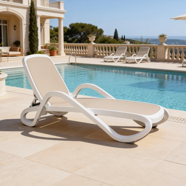 Picture of Sunlounger, alfa, polypropylene, white tortora, 194.5x71 cm
