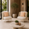 Picture of Lounge chair, lima, aluminium, white, cushion white, natural rope, 80x89x75cm