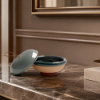 Picture of Lidded bowl, ikiperu pyx, hand-painted ceramic, sky blue,15x11,5cm