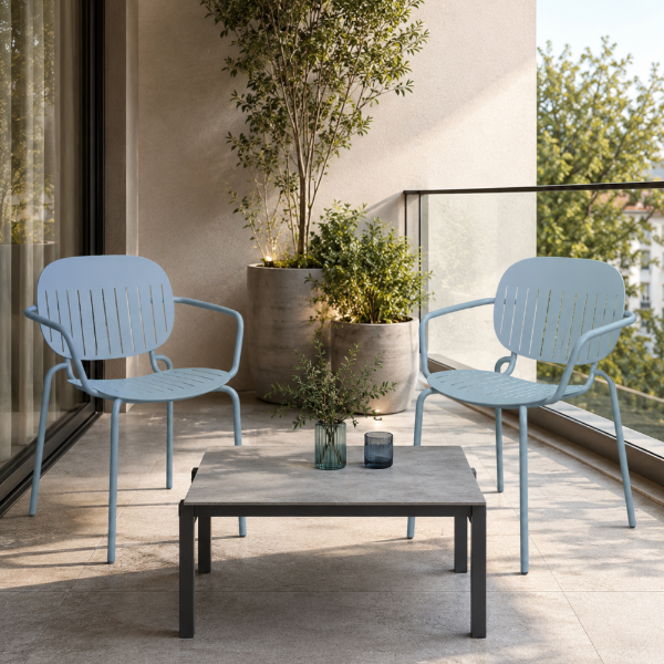 Picture of Chair, si- si barcode, zinc + steel, blue, 55x62x80cm