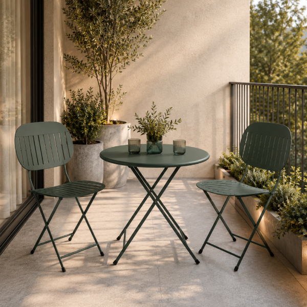 Picture of Table, arc en ciel, steel, dark green, 80x80x74cm
