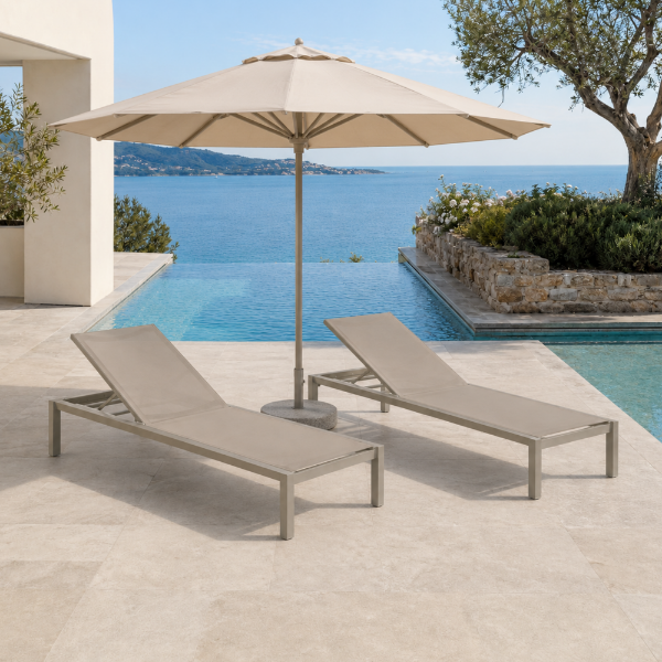 Picture of Sunlounger, flow, aluminium white, ivory, 197x75x30cm