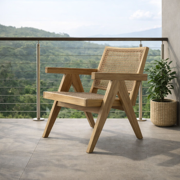 Picture of Lounge chair with armrest, tribute, teak natural, honey, 59.7x84.3x76.8cm