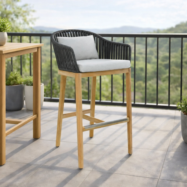 Picture of Stool, delos, teak natural, pebble mix, 52.3x64.5x105.9cm