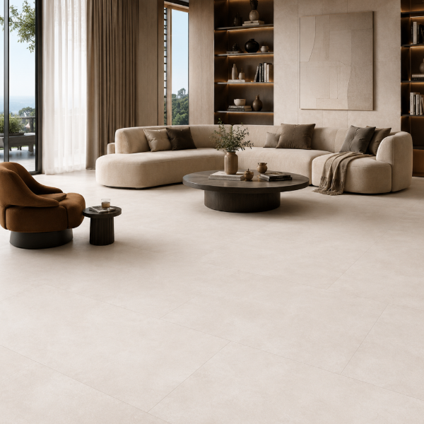 Picture of Floor tile riva white, concrete effect, matt, 60x120