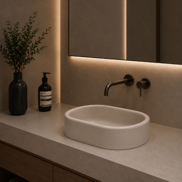 Picture of Itaca oval basin, ceramic, countertop/freestanding, avena, matte, 65x45cm