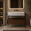 Picture of Pura bathroom furniture, wall hung/floor-standing, walnut, black mat, 102.6x46cm