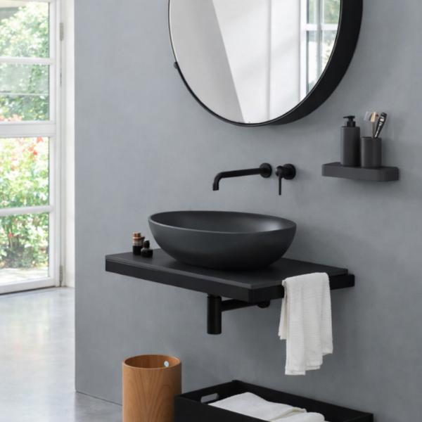 Picture of Bacinella oval basin, ceramic, countertop, lavagna, matte, 62x45cm