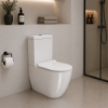 Fotografia e Set wc pura, qeramike, back to wall, freestanding, e bardhe, me shkelqim, 63x36cm.