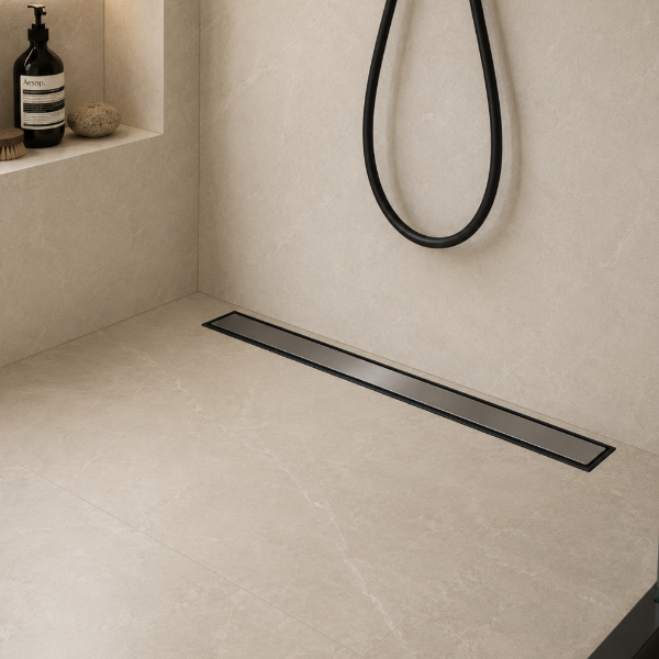 Picture of Pd2 drain, stainless steel, side outlet, black, 900mm