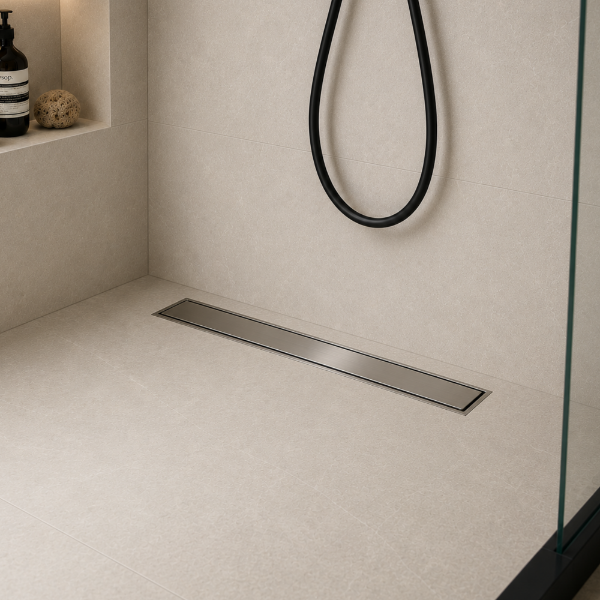 Picture of Avangard drain, stainless steel, side outlet, 600mm