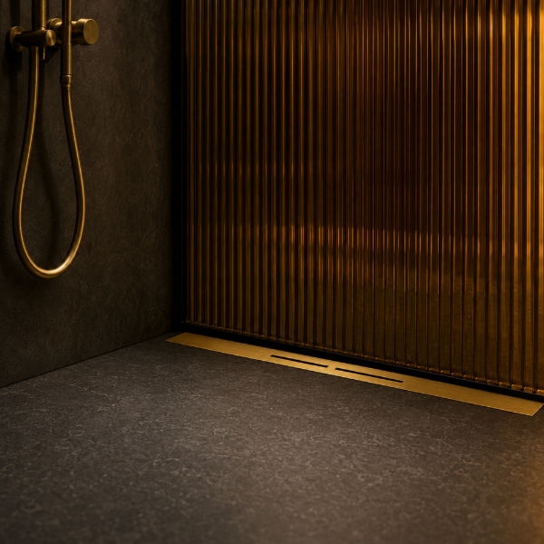 Picture of Tece drain profile, stainles steel, gold polished, 800mm