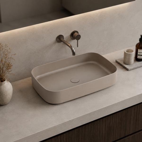 Picture of Shui comfort rectangular basin, ceramic, countertop, arenaria matte, 60x40cm