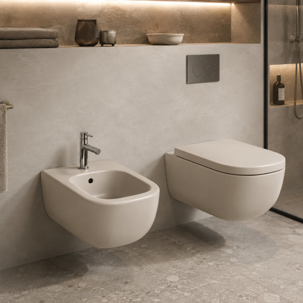 Picture of Era bidet, ceramic, wall hung, avena, matte, 37x53cm