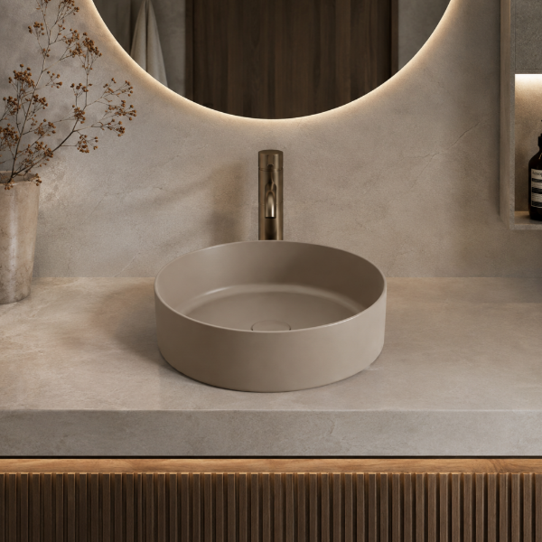Picture of Shui comfort round basin, ceramic, countertop, arenaria, matte, 40cm