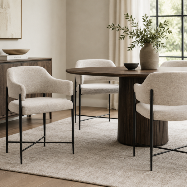 Picture of Chair with armrest, nai, cream and black, 61x54x78cm