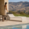 Picture of Sun lounger, tao, aluminium white, rattan limestone, head cushion charcoal  69.9x203.2x80cm