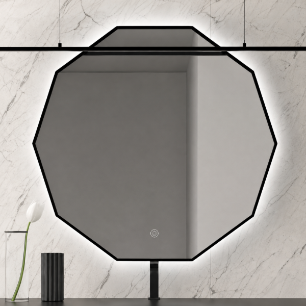 Fotografia e Bym-9169 pasqyre hexagon, ndricim led me prekje, silver gun grey, 80x80.