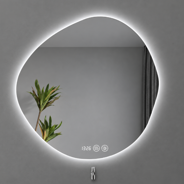 Fotografia e Bym-9010 pasqyre ovale, ndricim led me prekje, silver, 80x80cm.