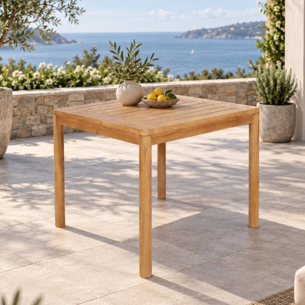 Fotografia e Tavoline ngrenie, mateo, teak natyral, 90x90x76.2cm.