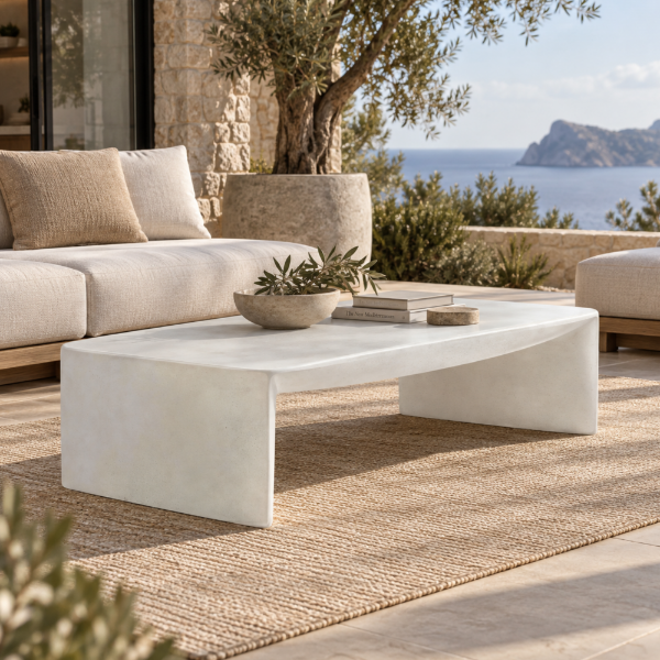 Fotografia e Tavoline mesi, kubo, beton, linen, 160x81x41cm.