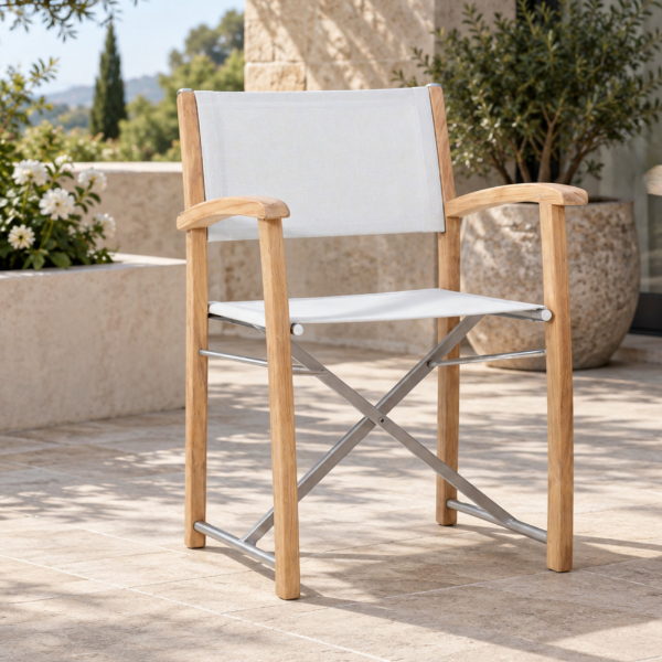 Fotografia e Karrige, costa, teak natyral, e bardhe, 59x56.5x82cm.