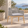 Fotografia e Karrige lounge, belair, teak natyral, ratan, gri, jastek gri, 73x70.5x83cm.