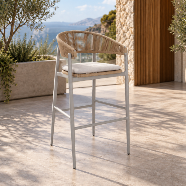 Fotografia e Stol bari, capri, alumin gri, thurje bezhe, 60x56x103cm.