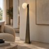 Fotografia e Abazhur dyshemeje Geometric, celik, alabaster dhe finiture alumini – 34×25×173 cm.