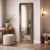 Fotografia e Pasqyre dyshemeje Obel, strukture celiku brushed brass – 210×68×7.5 cm.